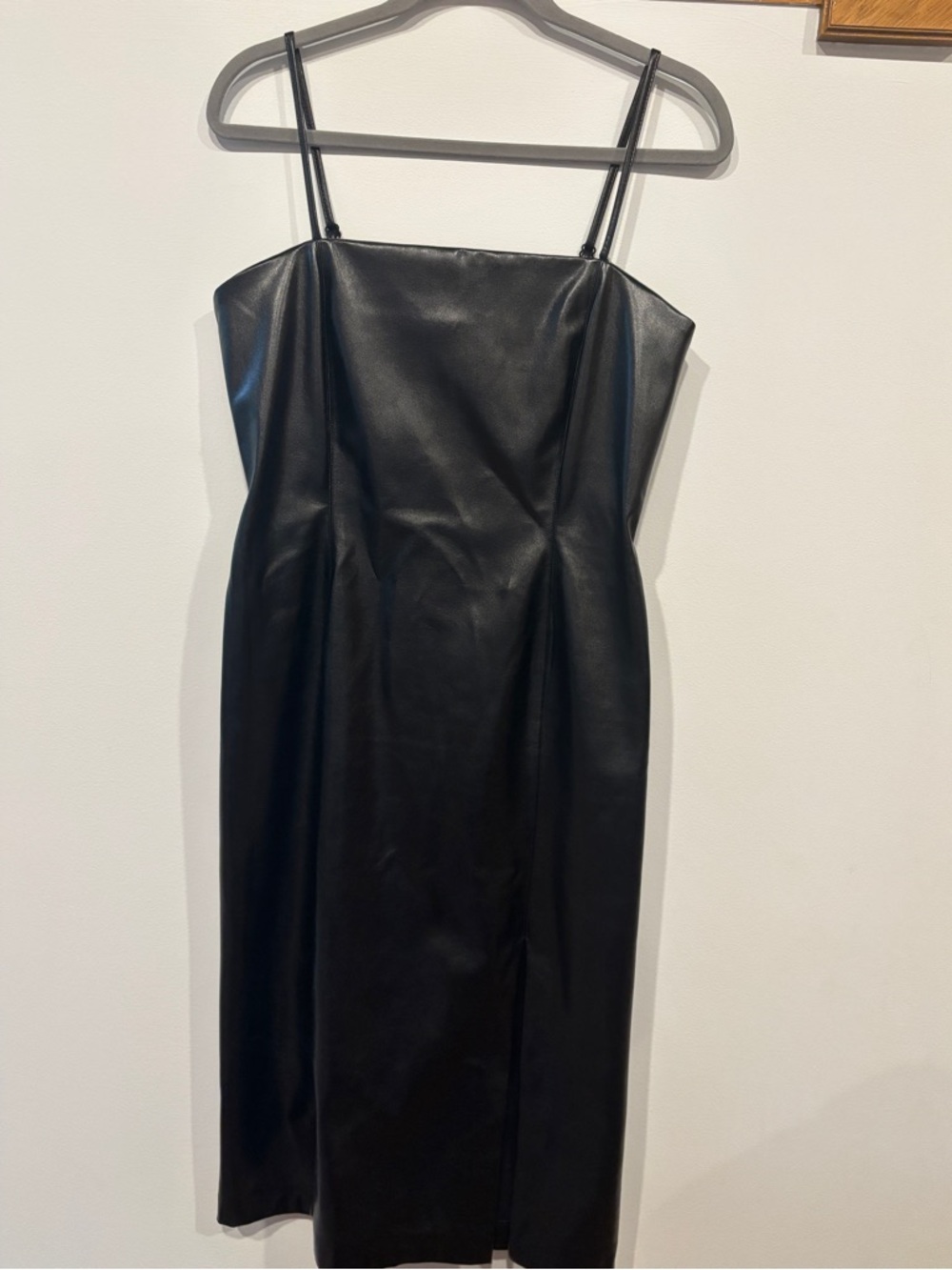 NWT Steve Madden Metallic Vegan Leather Midi Dress Spaghetti Straps - Women’s L
